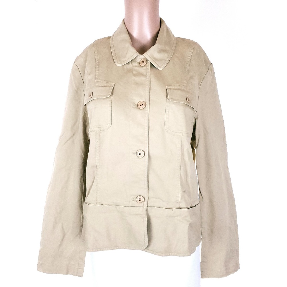 Talbots Women Stretch Cotton Button Top Jacket Size 14